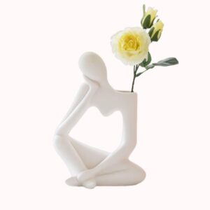 אגרטל אמנות מופשטת מחרס-לבן 1