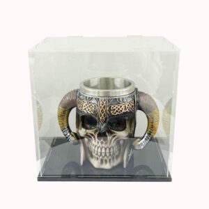 כוס גולגולת עם קרניים עם קופסת תצוגה 1