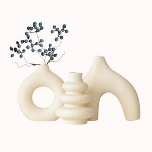 סט אגרטלים גיאומטריים מחרס 3 יחידות-לבן 1