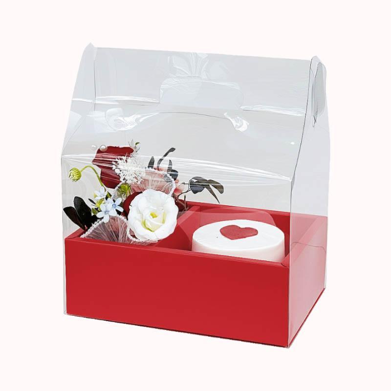 קופסת מתנה שקופה של 10 יחדות עם ידית -אדום 1