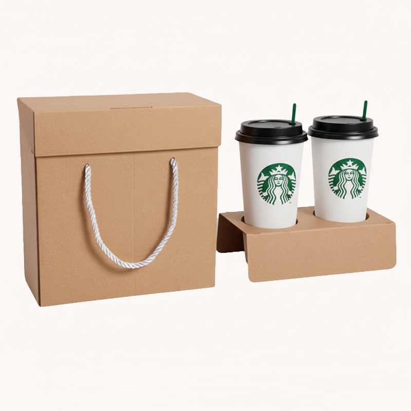 קופסת אריזה לכוס משקה זוגי - 10 יח 1