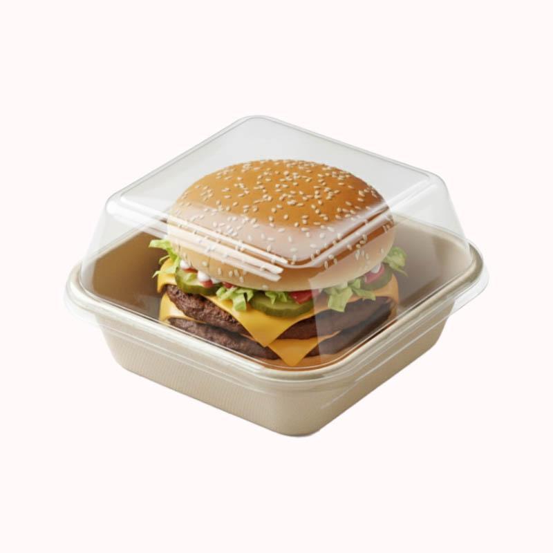 יחידות 25 PET קערות מתכלות מקנה סוכר 600 מ"ל מכסה שקוף 1