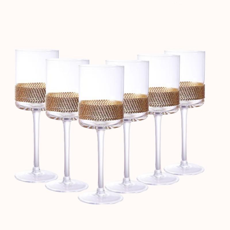 סט 6 כוסות יין מעוטרות בזרקונים 1
