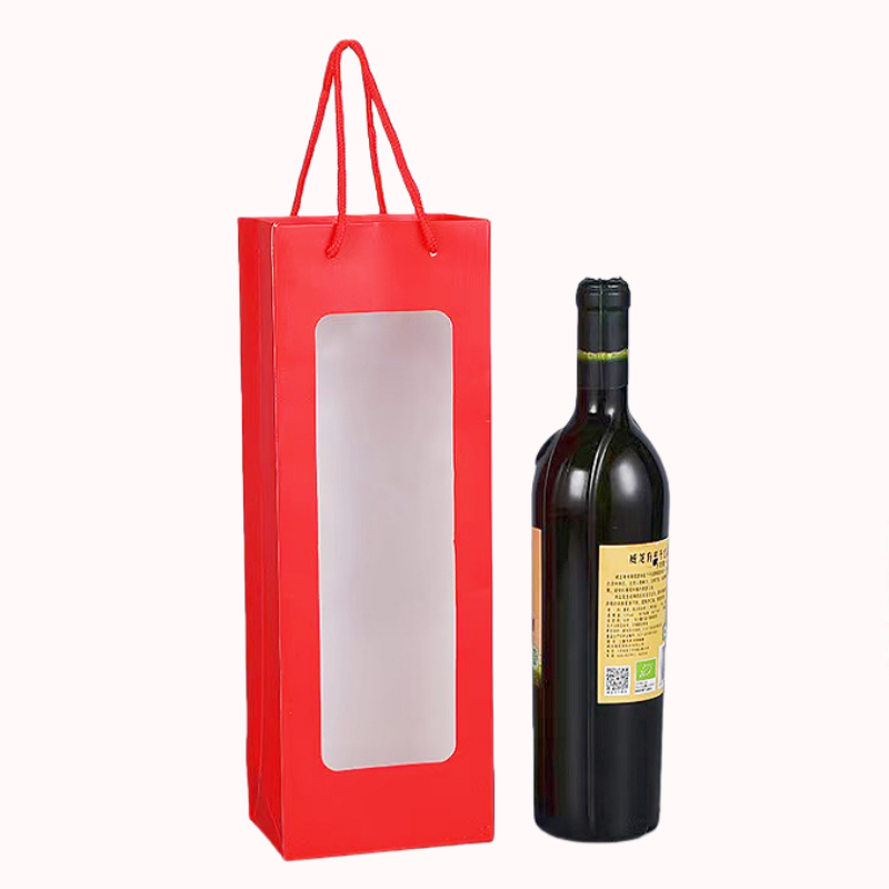 שקית קרטון אדום עם חלון ידיות שרוך 36/12.5/8.5 &ndash; 10 יח' 1