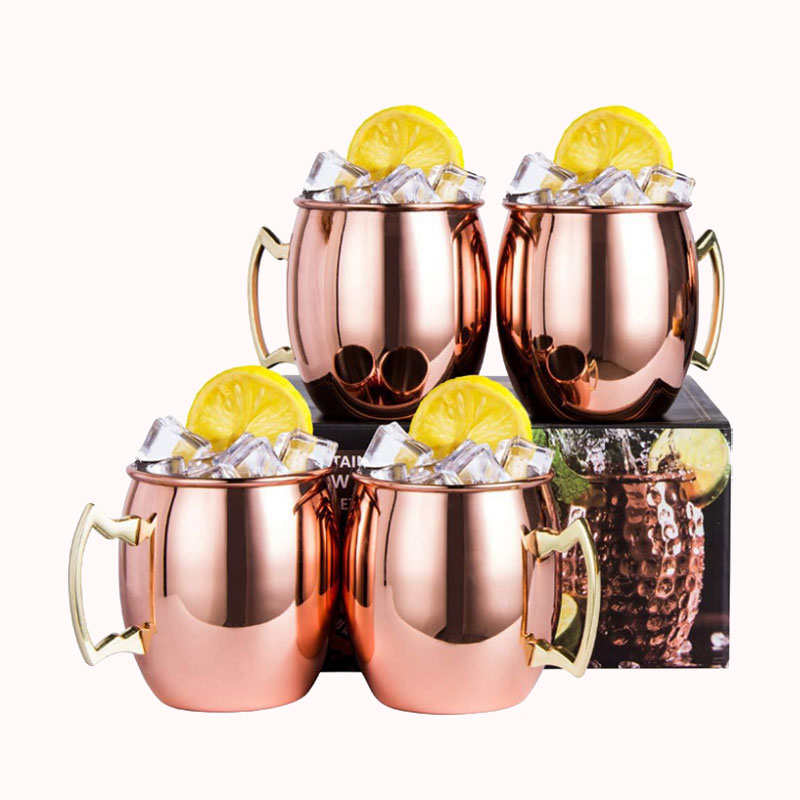 4 כוסות מוסקבה נירוסטה &ndash; רוז גולד 1