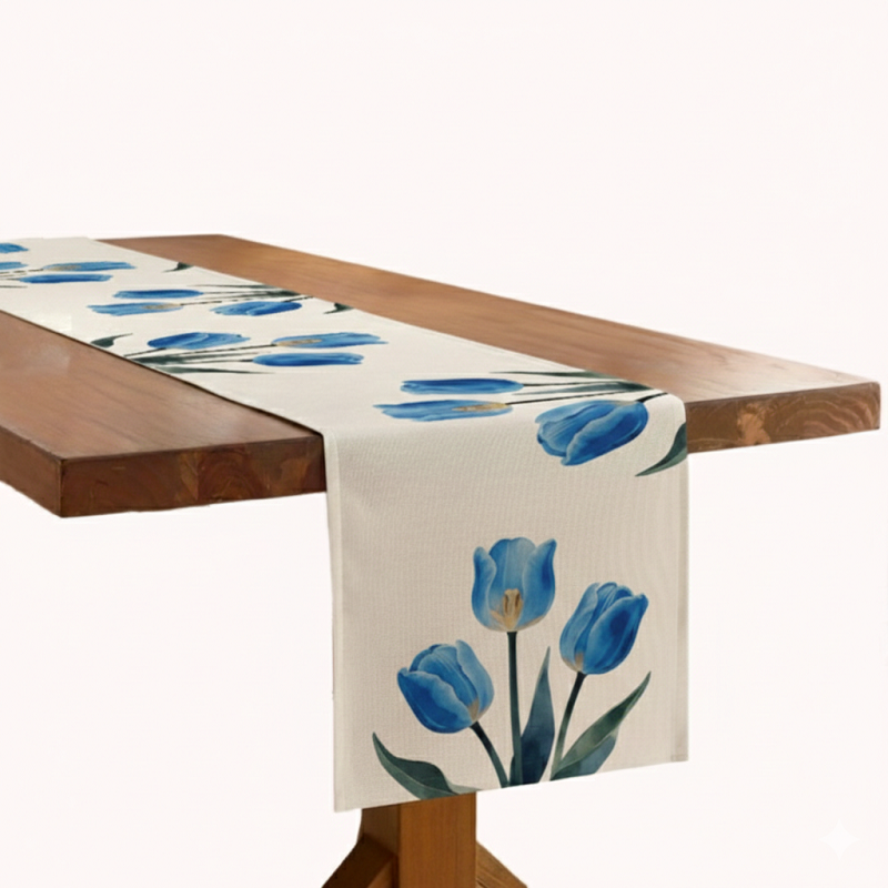 ראנר לשולחן עמיד בחום בדגם צבעוני כחול-230ס"מ 1