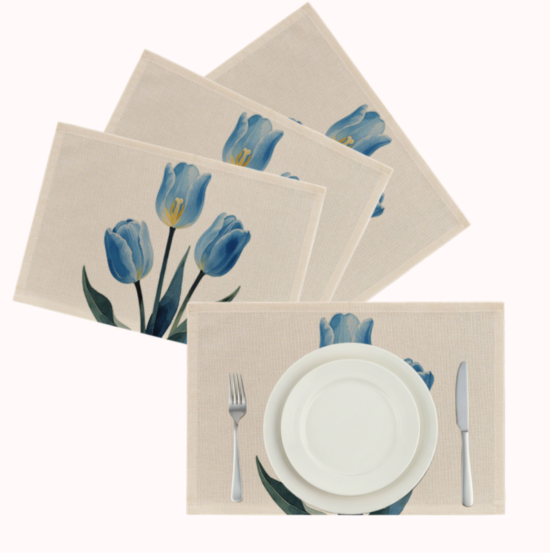 סט 4 פלייסמטים עמידים בחום בדגם צבעוני כחול 1