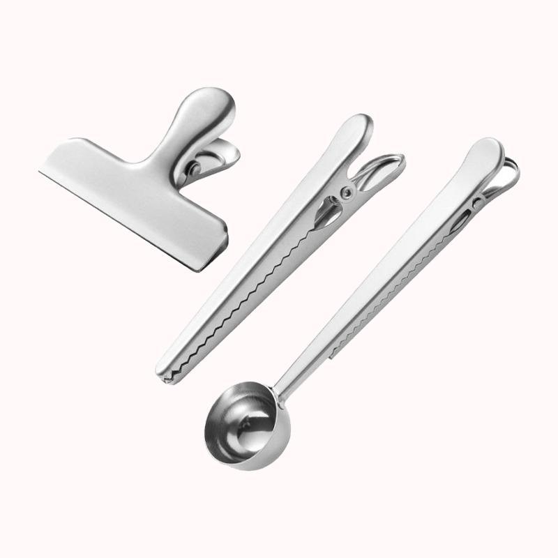 יחידות 3 קליפס סגירה מפלדת אל-חלד לשקית מזון 1