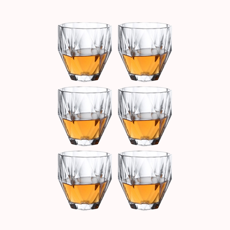 כוס ויסקי זכוכית בחיתוך יהלום - 6 יח 1