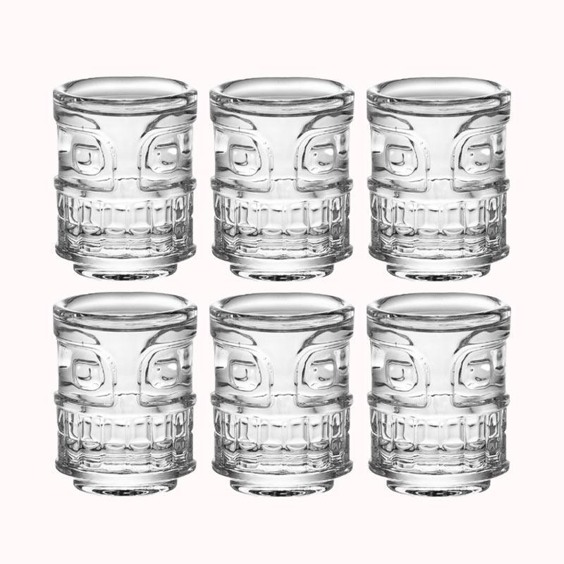 כוס צייסר זכוכית בסגנון טיקי C - סט 6 יח 1